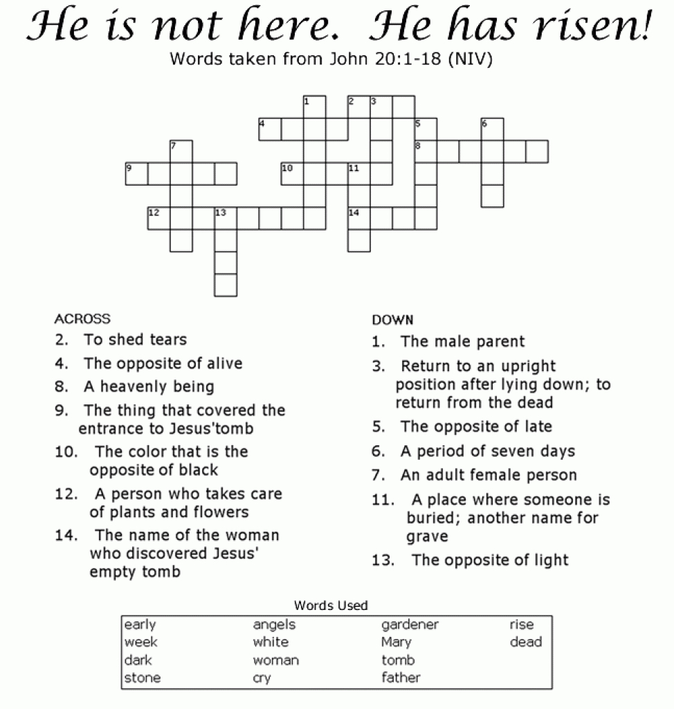 Free Printable Easter Crossword Puzzles For Adults