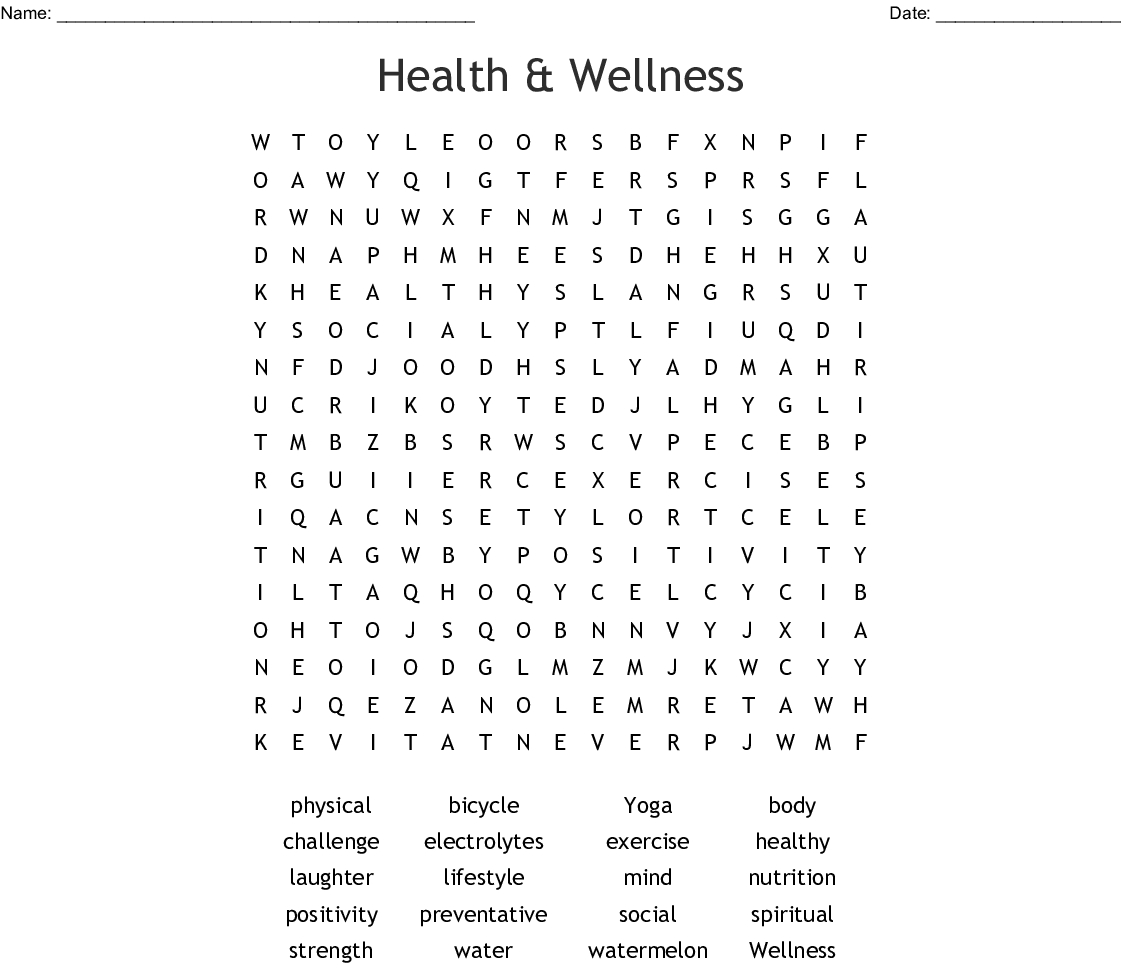 Health &amp;amp; Wellness Word Search - Wordmint - Printable Wellness Crossword Puzzles