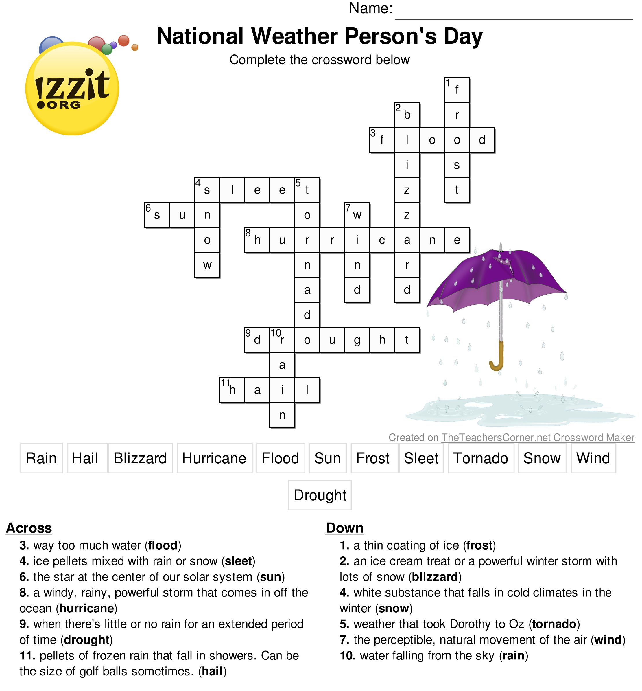Here Is The Answer Key For The Printable Crossword Puzzle For - Crossword Puzzle And Answers Printable