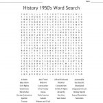 History 1950's Word Search   Wordmint   1950S Crossword Puzzle Printable