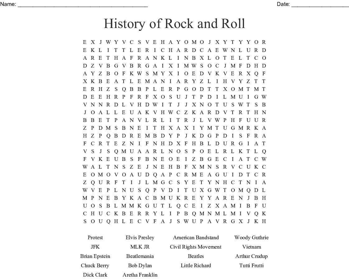 Printable Rock And Roll Crossword Puzzles Printable Crossword Puzzles