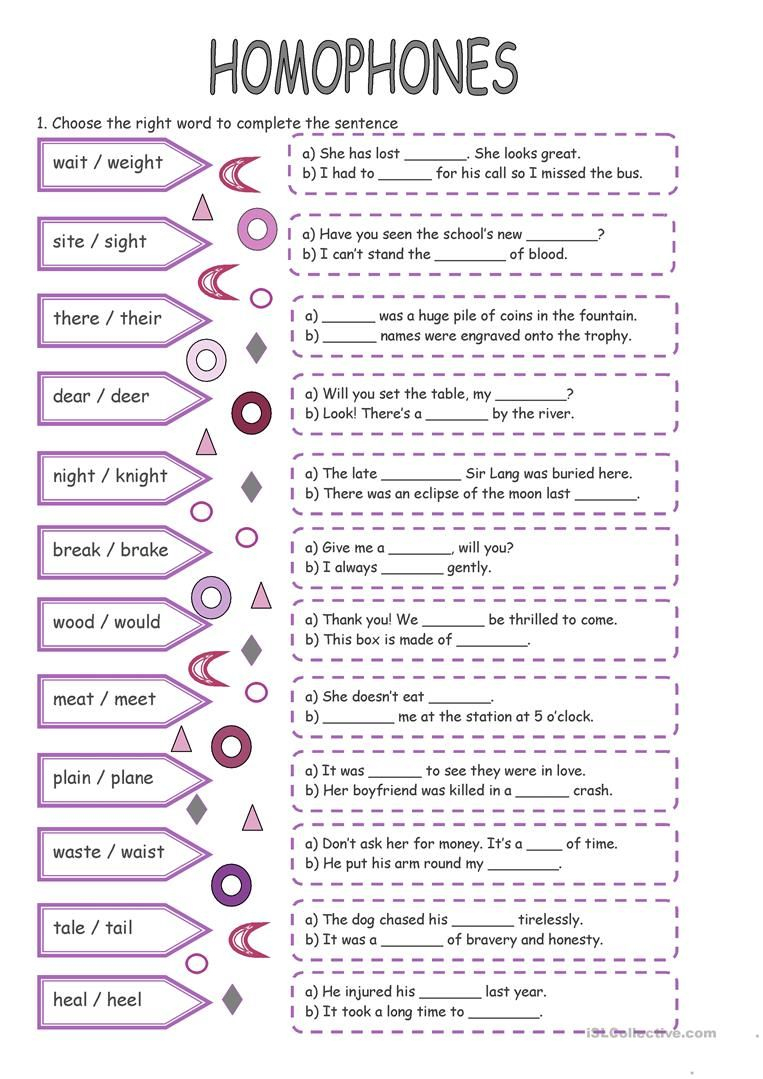 Homophones Worksheet - Free Esl Printable Worksheets Made - Printable Homograph Puzzles