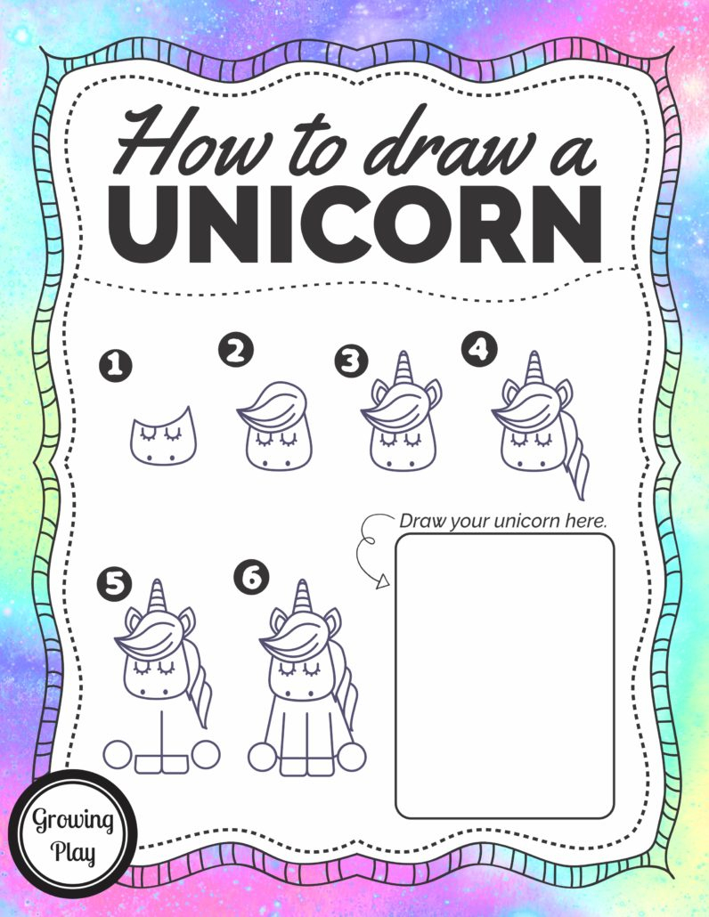 How To Draw A Unicorn - Free Printable - Growing Play - Printable Unicorn Puzzles