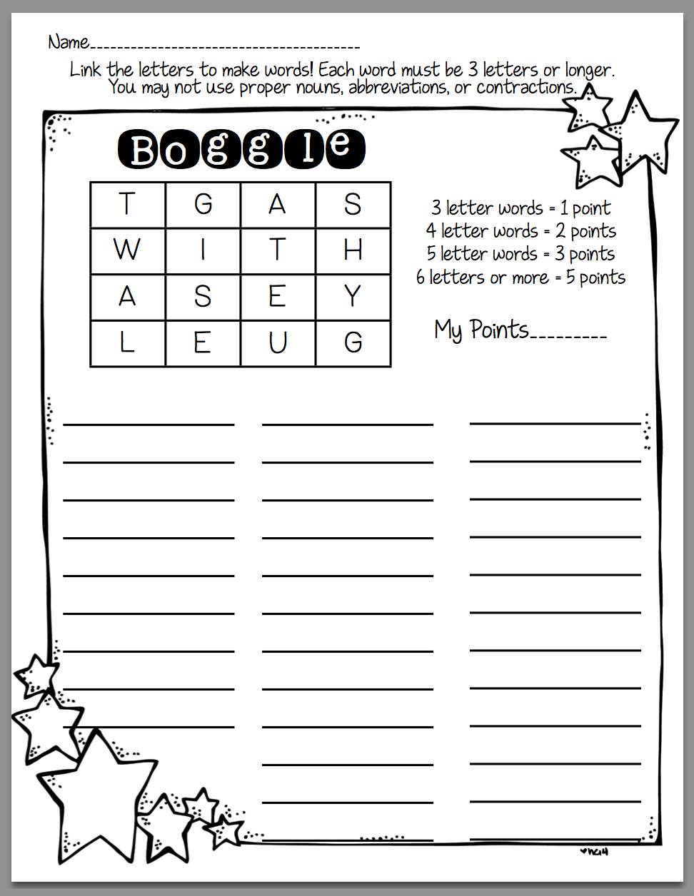 How To Use Boggle In Word Work (Sunny Days In Second Grade - Printable Boggle Puzzles
