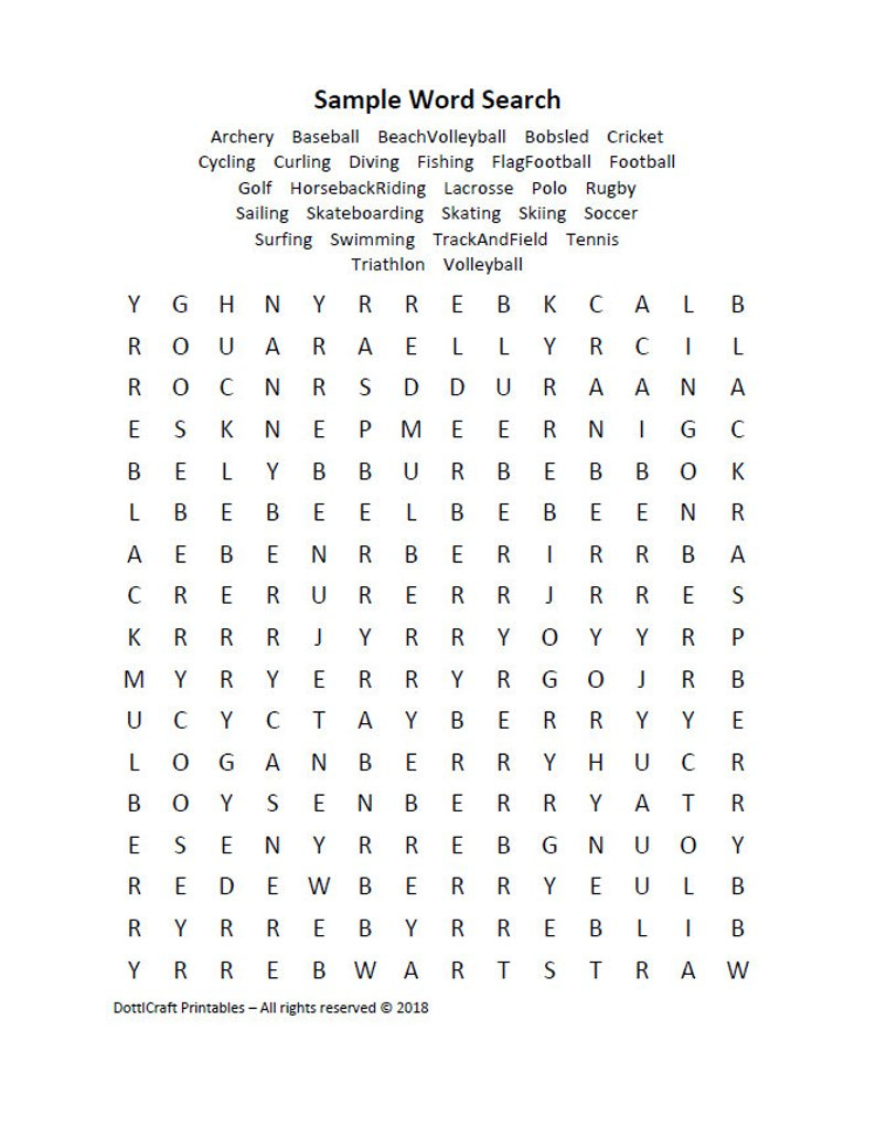 Indoor Sports Word Search Puzzle Printable Seek Find | Etsy - Printable Word Puzzles Pdf