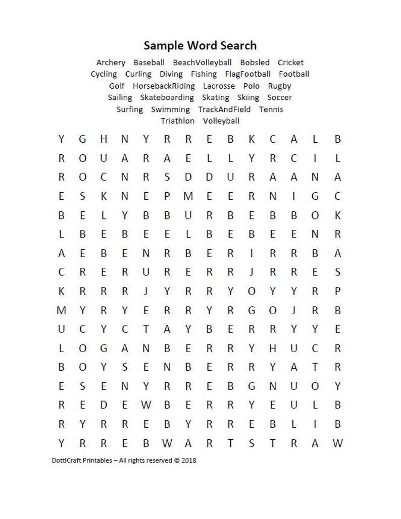 Indoor Sports Word Search Puzzle Printable Seek Find | Etsy - Puzzle Print Reviews