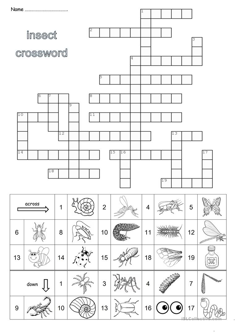 Insect Crossword Worksheet - Free Esl Printable Worksheets Made - Insect Crossword Puzzle Printable