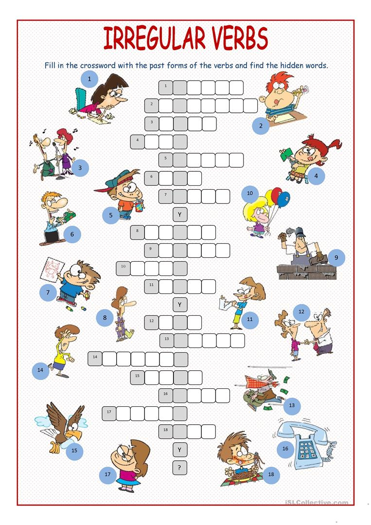 Irregular Verbs Crossword Puzzle Worksheet - Free Esl Printable - Worksheet Verb Puzzle