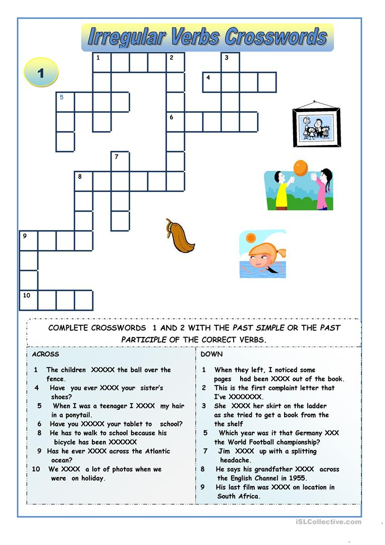 Irregular Verbs - Crossword Puzzles Worksheet - Free Esl Printable - Printable Crossword Puzzles Unblocked