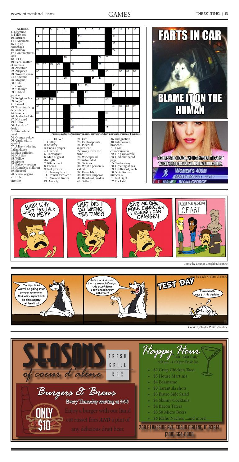 Issue 7, Vol. 67North Idaho College - The Sentinel - Issuu - Printable Crossword Puzzles Mirroreyes