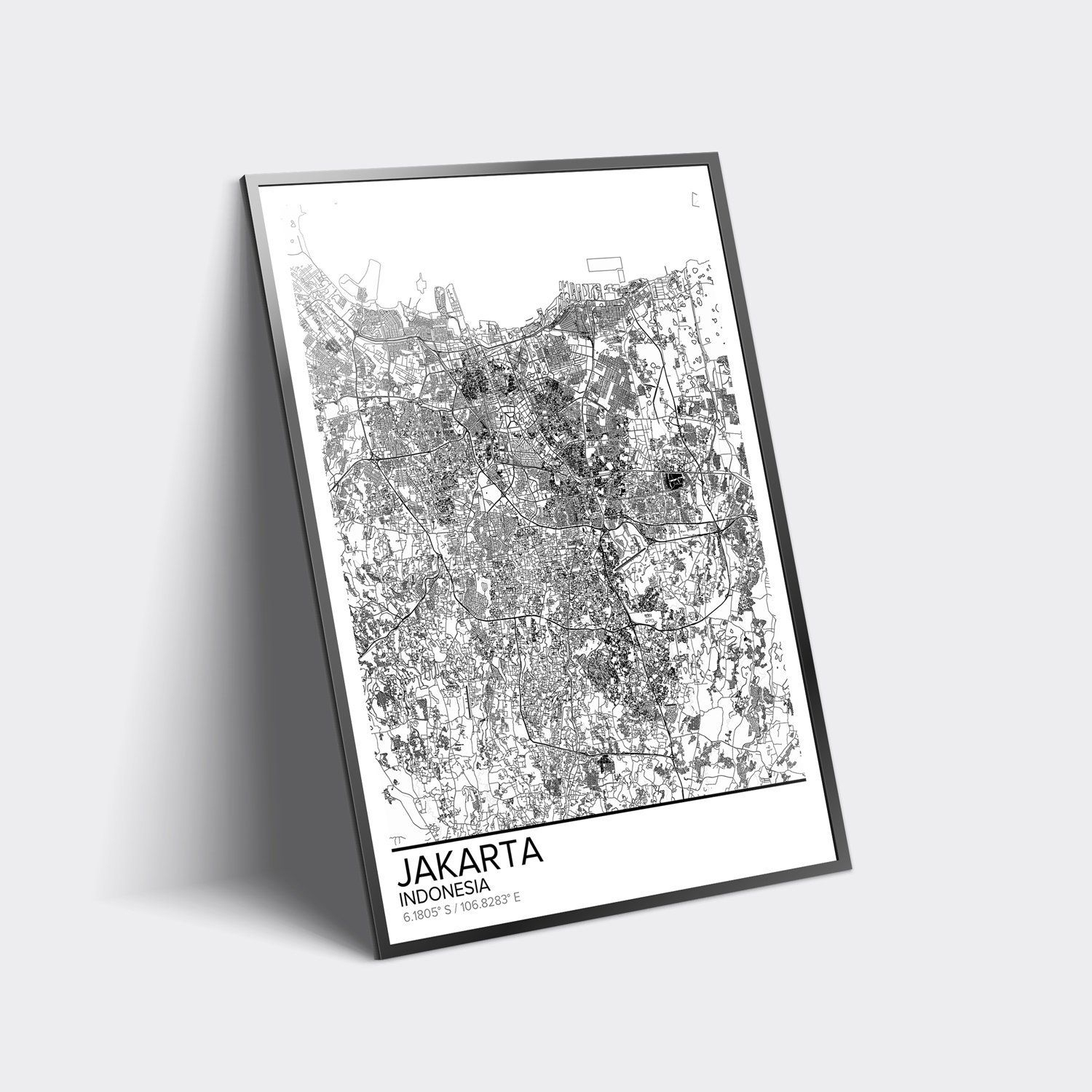 Jakarta Map Poster Print Wall Art, Indonesia Gift Printable Download - Print Puzzle Jakarta