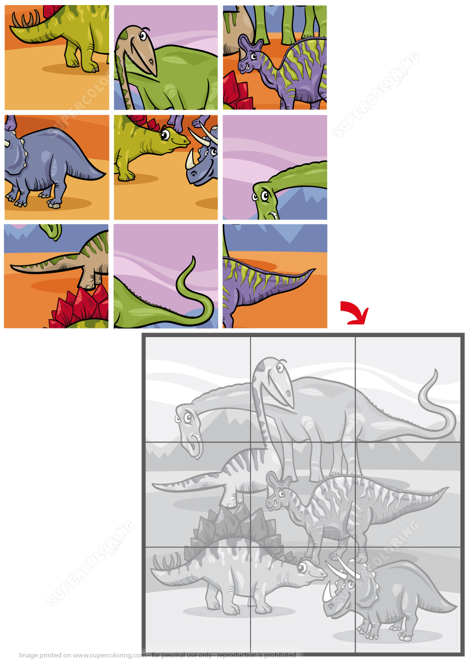Jigsaw Puzzle With Dinosaurs | Free Printable Puzzle Games - Printable Dinosaur Puzzles