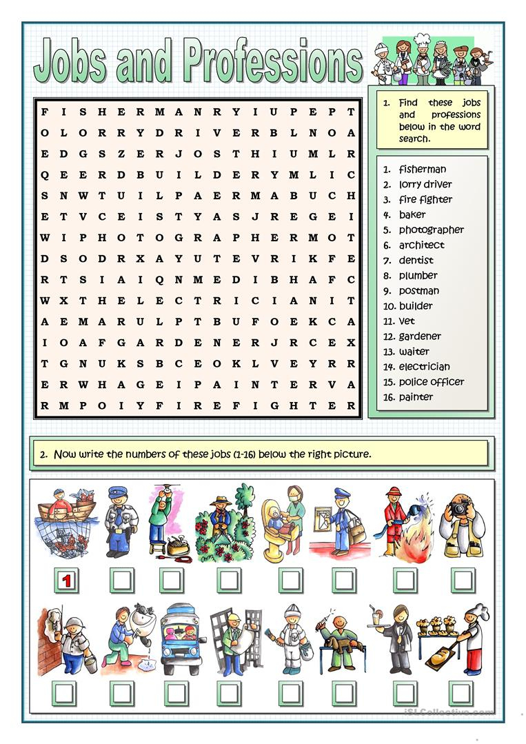 Jobs And Professions Puzzles Worksheet - Free Esl Printable - Printable Puzzles.com