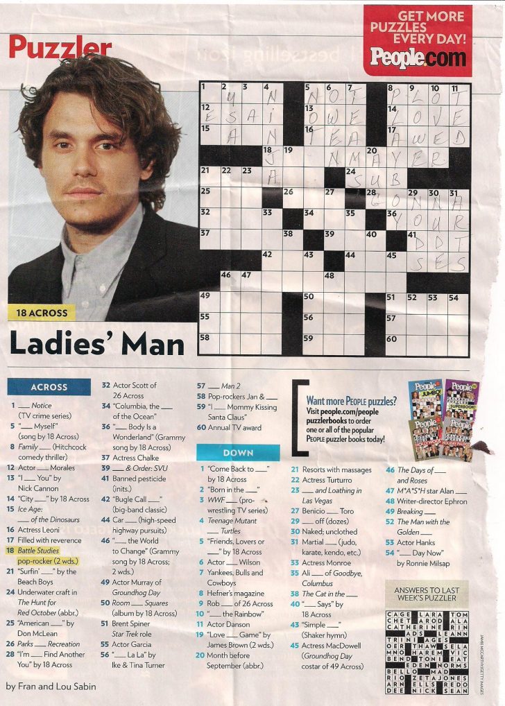 Printable Crossword Puzzles From People Magazine