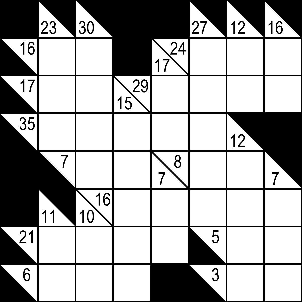Kakuro - Wikipedia - Printable Puzzles Kakuro