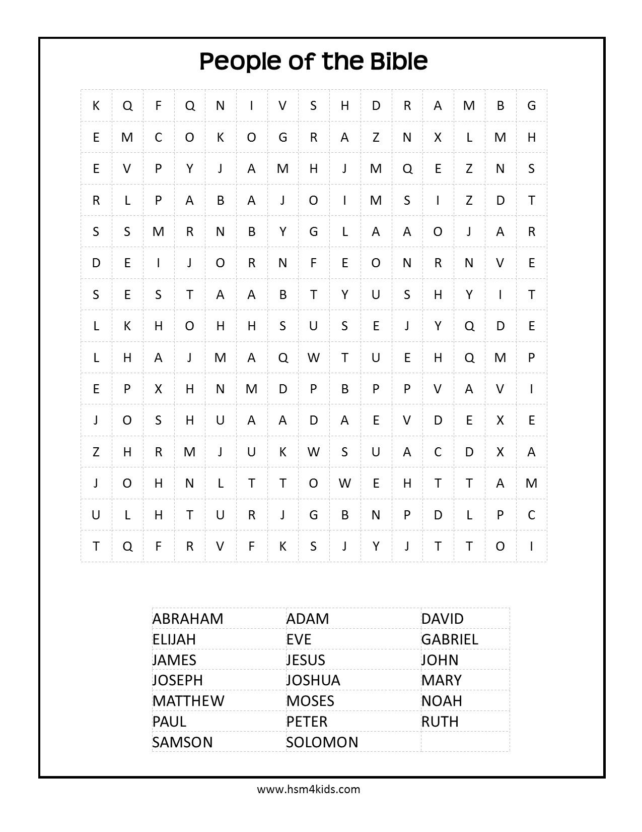 Kids Word Searches - Printable Puzzles On Moses