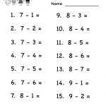 Kindergarten Practice Subtracting Math Worksheet Printable | Home   Printable Math Puzzles For Kindergarten