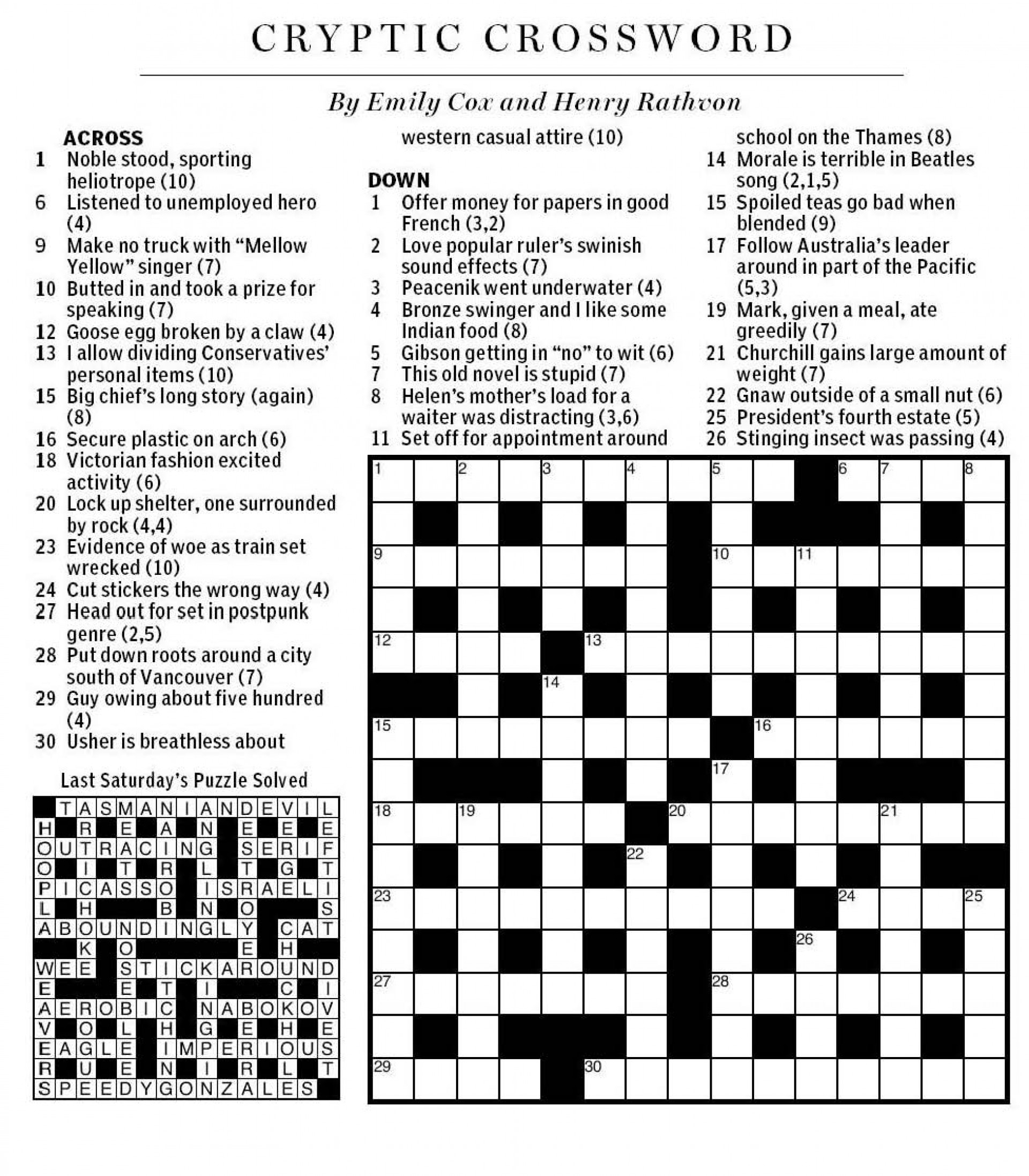 free online crossword la times