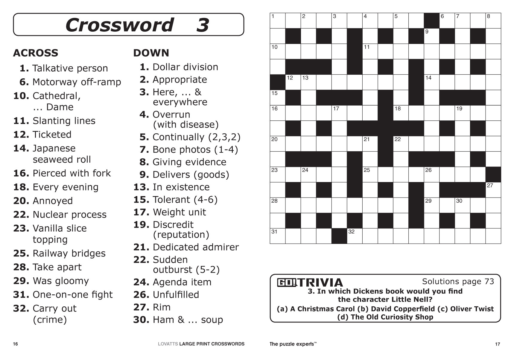 Large Print Crosswords Magazine - Lovatts Crossword Puzzles Games - Quick Printable Puzzles