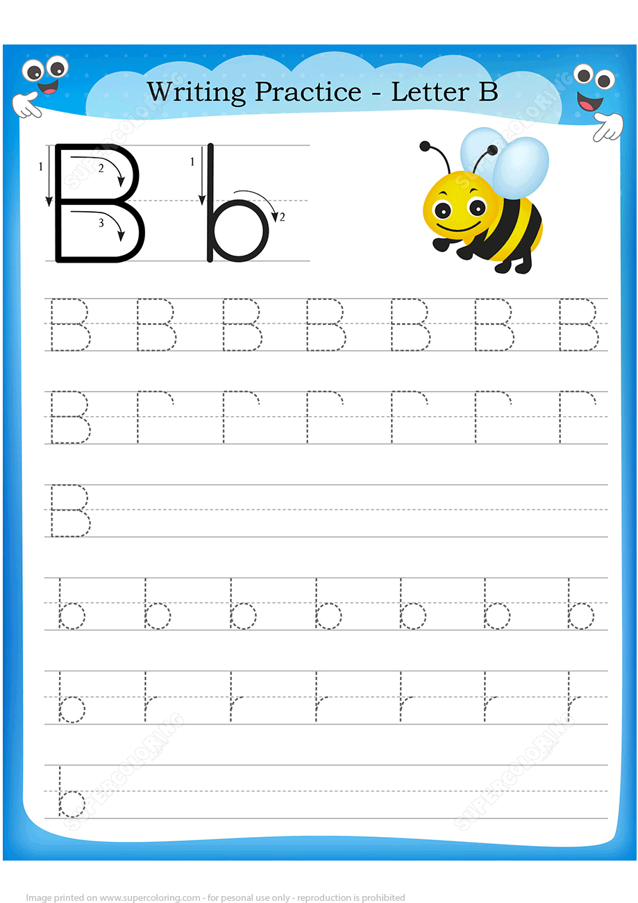 Letter B Is For Bee Handwriting Practice Worksheet | Free Printable - Letter B Puzzle Printable
