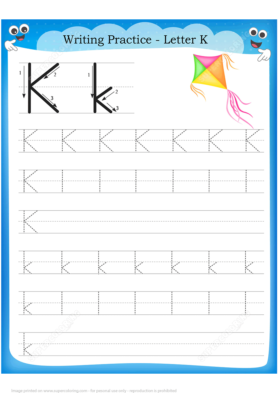 Letter K Is For Kyte Handwriting Practice Worksheet | Free Printable - K Print Puzzle