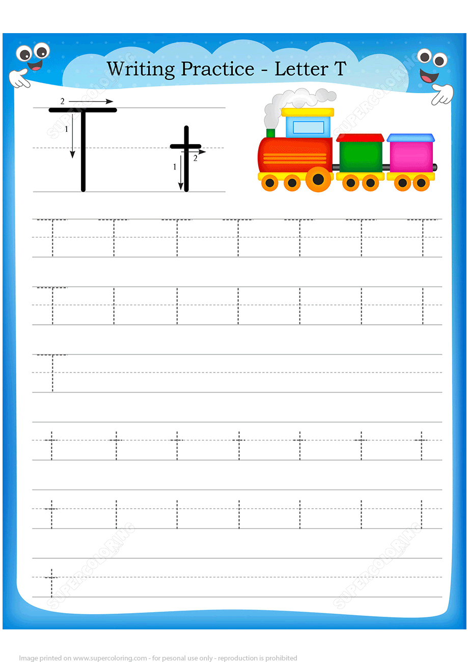 Letter T Is For Train Handwriting Practice Worksheet | Free - Printable Train Puzzle