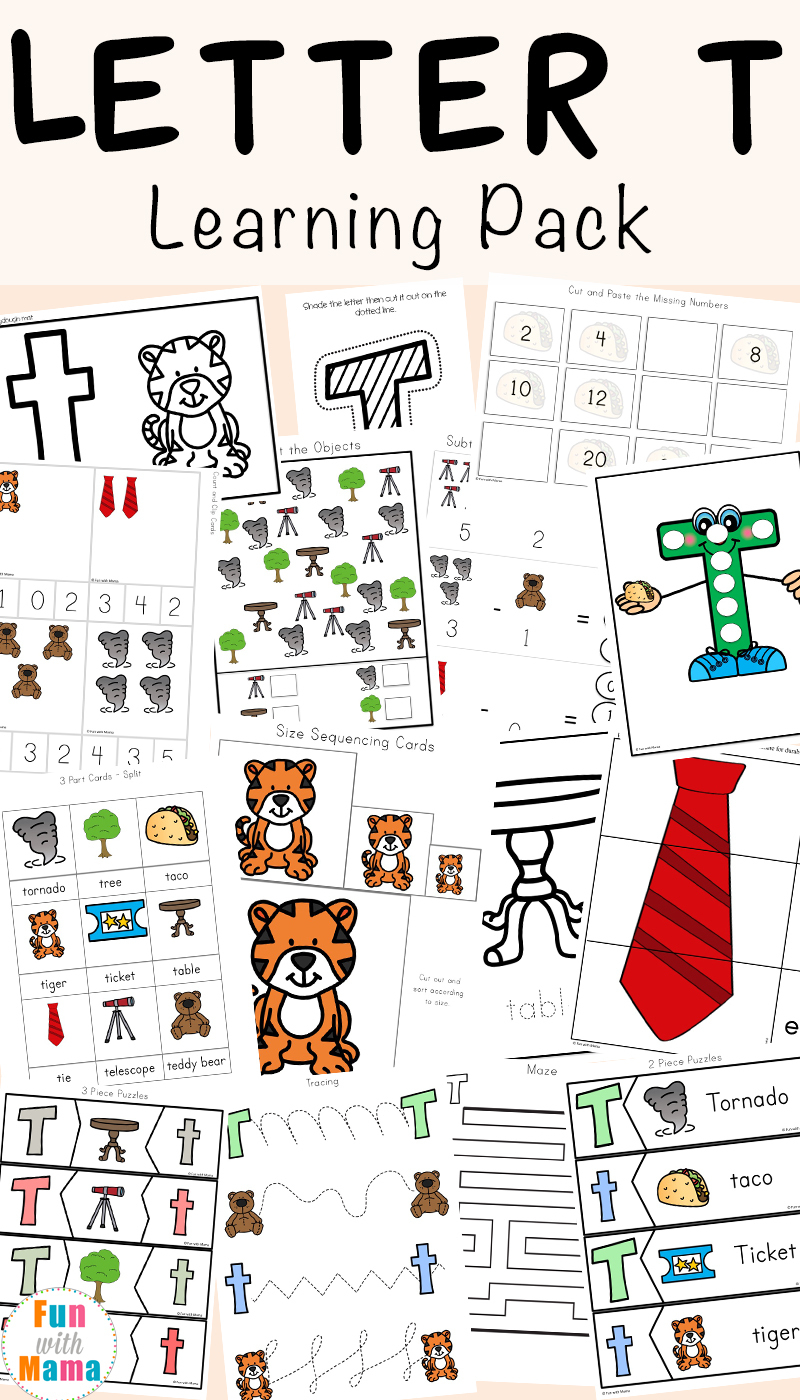 Letter T Worksheets For Preschool And Kindergarten - Fun With Mama - Letter T Puzzle Printable