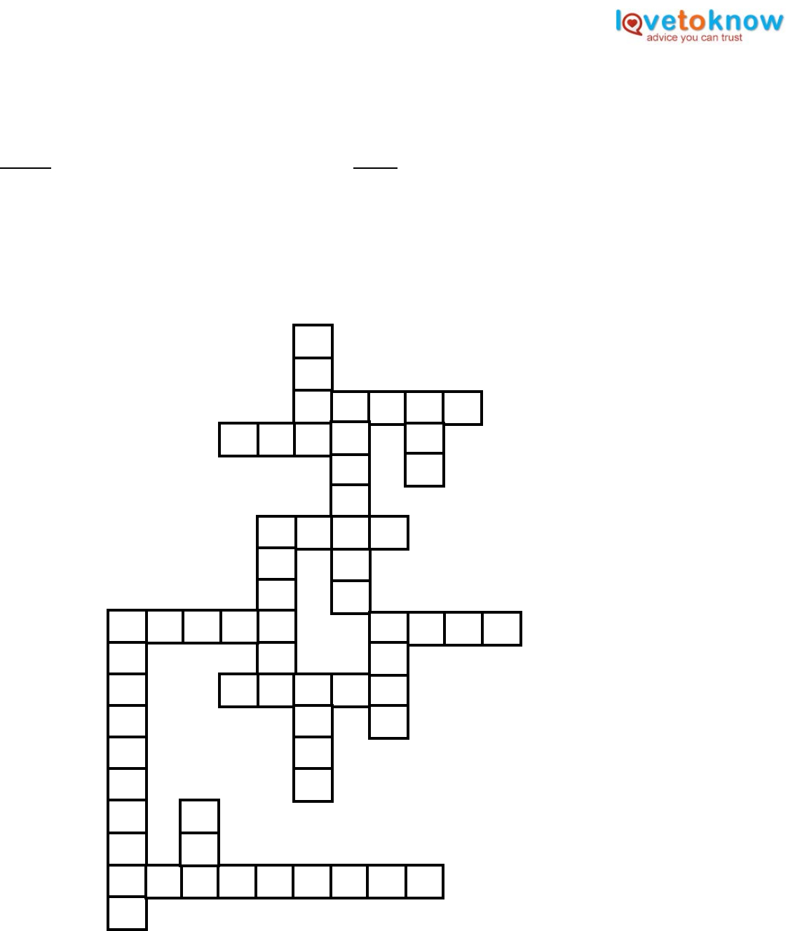 Printable Love Crossword Puzzles Printable Crossword Puzzles