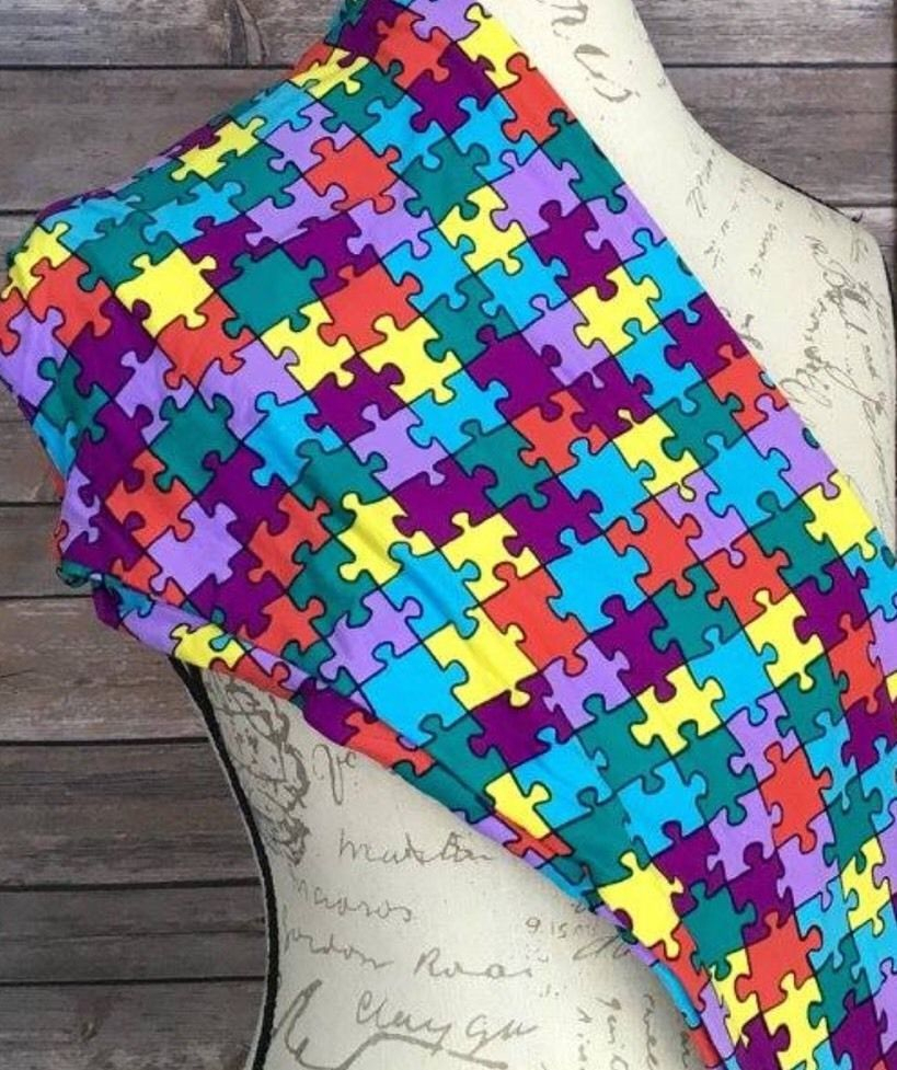 Lularoe Tc Puzzle Piece Leggings Nwt Autism Awareness * Unicorn - Puzzle Print Leggings