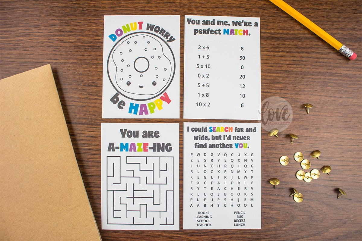Lunch Box Activity And Puzzle Notes - Love Paper Crafts - Printable Paper Puzzles