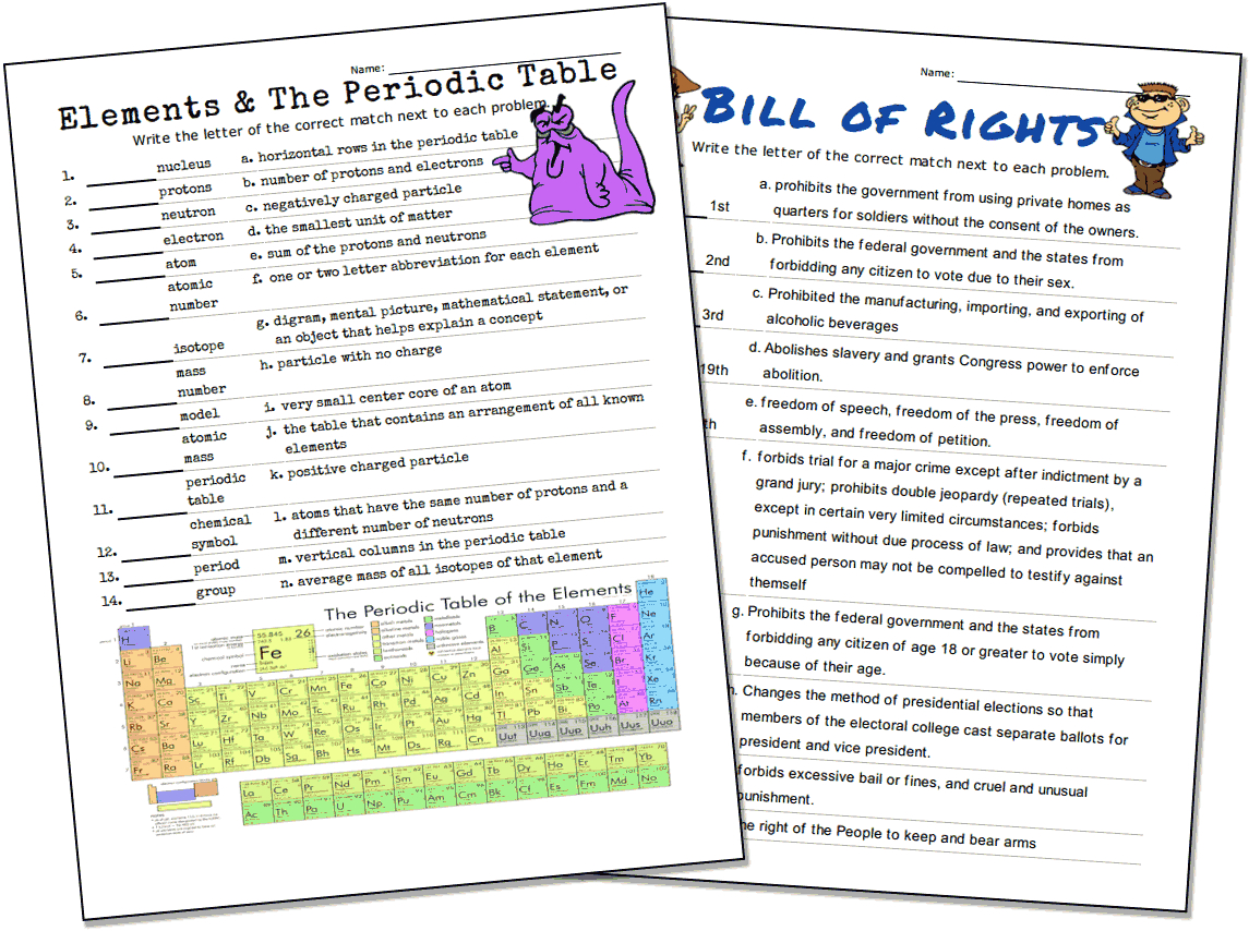 Match-Up Worksheet Maker - Worksheet Puzzle Maker