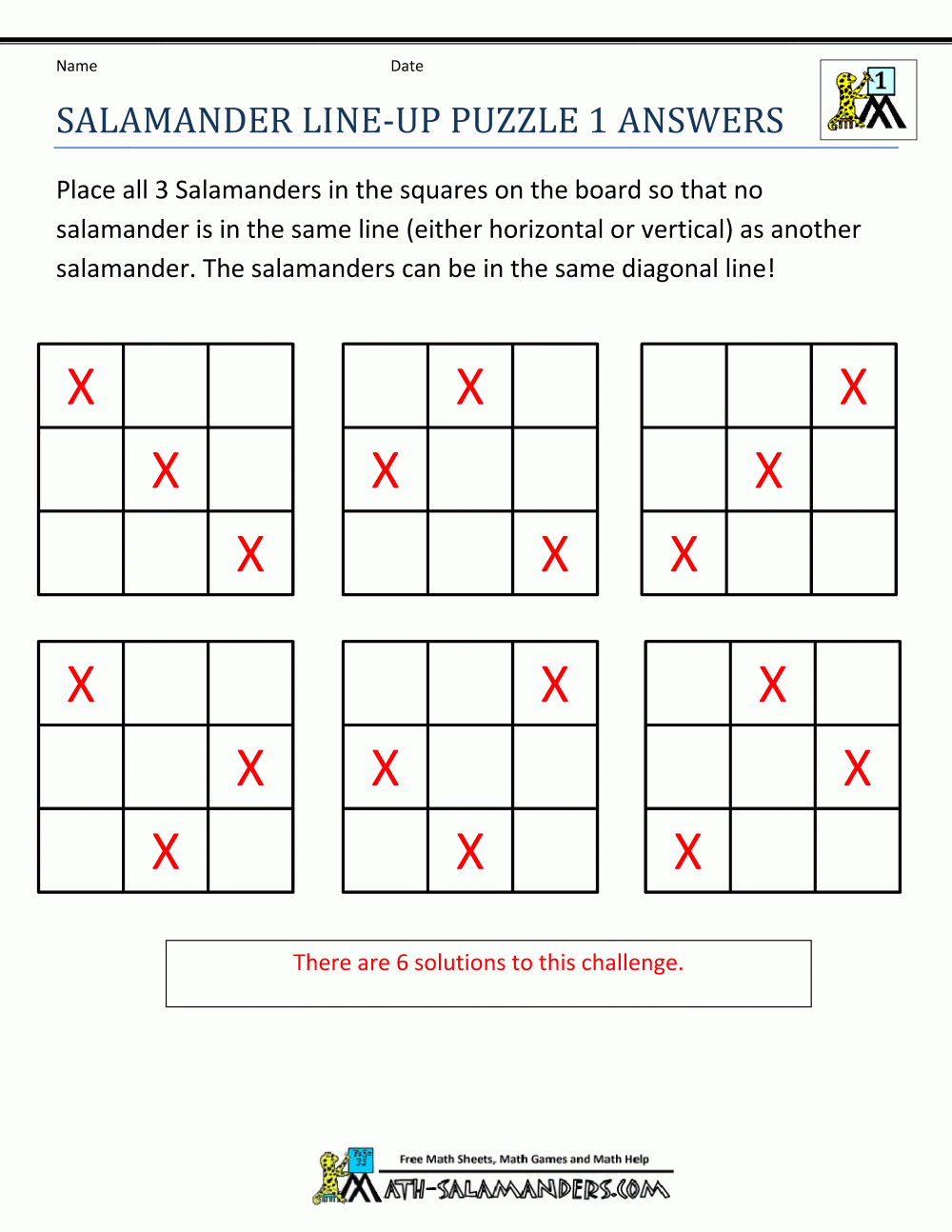 Math Puzzle 1St Grade - X Puzzle Worksheet