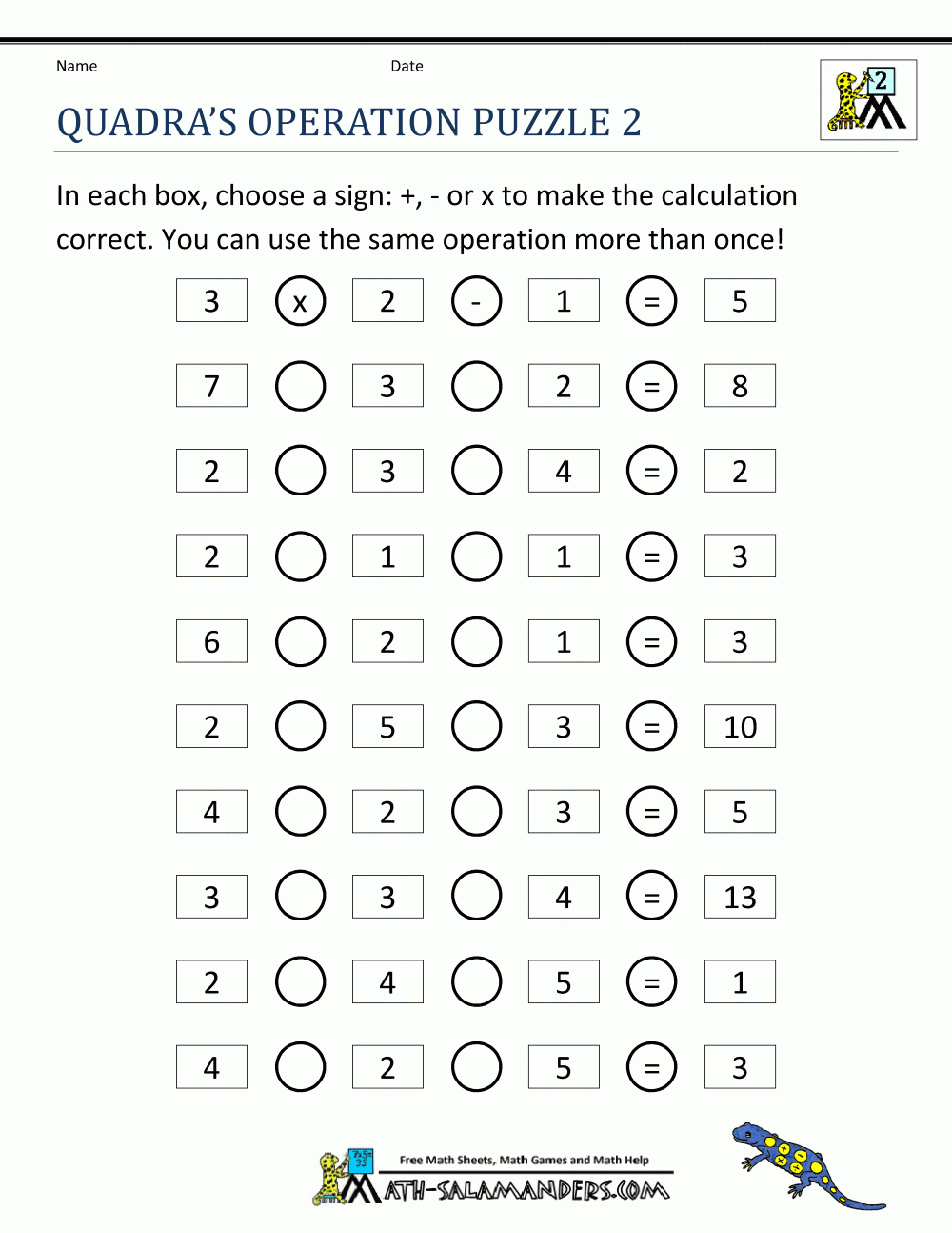 Math Puzzle Quadras Operation Puzzle 2 | Maths | Maths Puzzles, 3Rd - Printable Math Puzzles For 8Th Graders