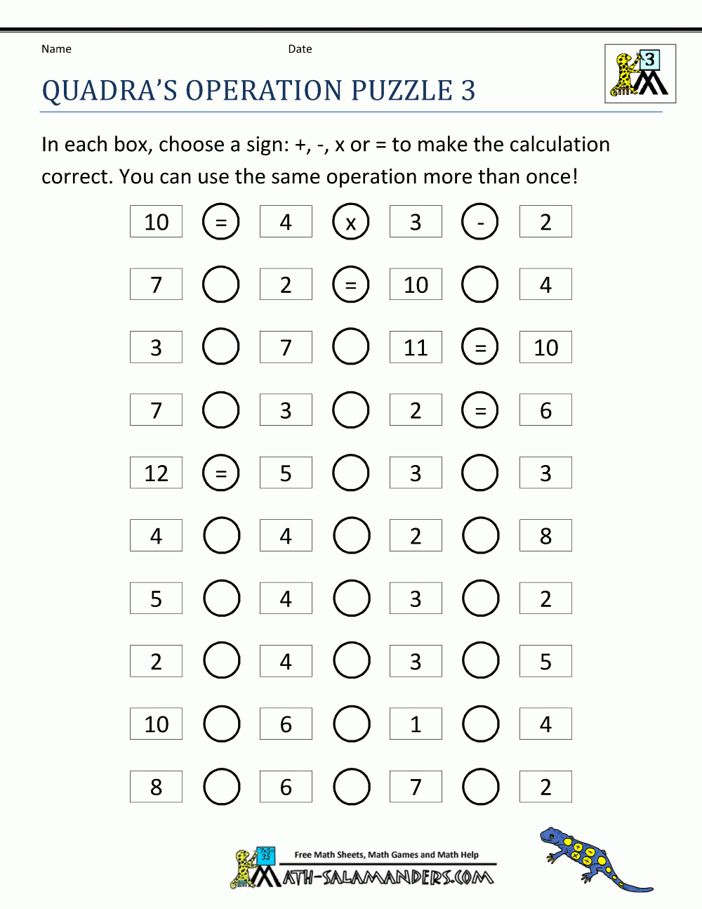 Math-Puzzle-Quadras-Operation-Puzzle-3.gif (1000×1294) | Third Grade - Printable Math Puzzle 6Th Grade