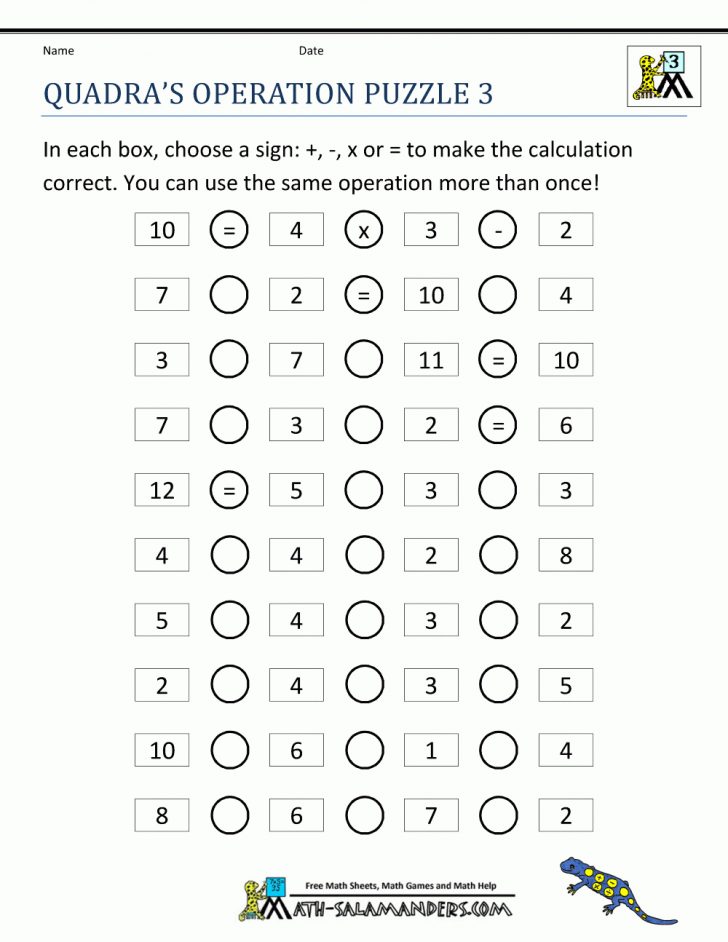 Math Puzzle Worksheets 3Rd Grade Printable Math Puzzles