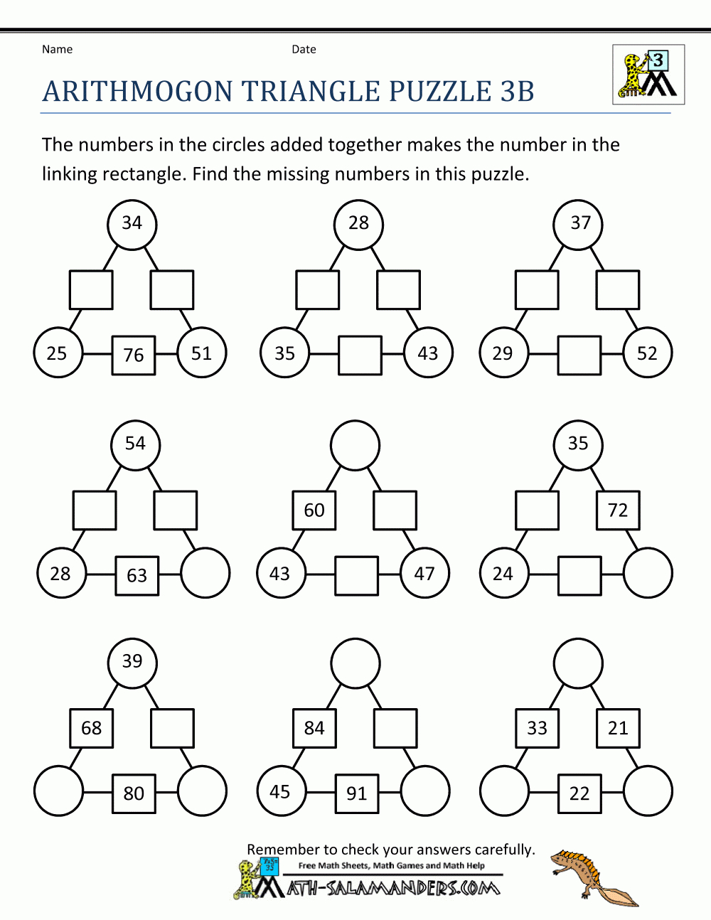 Math Puzzle Worksheets 3Rd Grade - Printable Puzzles Ks1