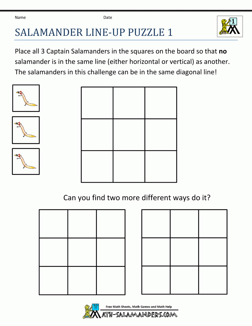 Math Puzzle Worksheets Salamander Line Up Puzzle 1 | Math Games And - Printable Fraction Puzzle