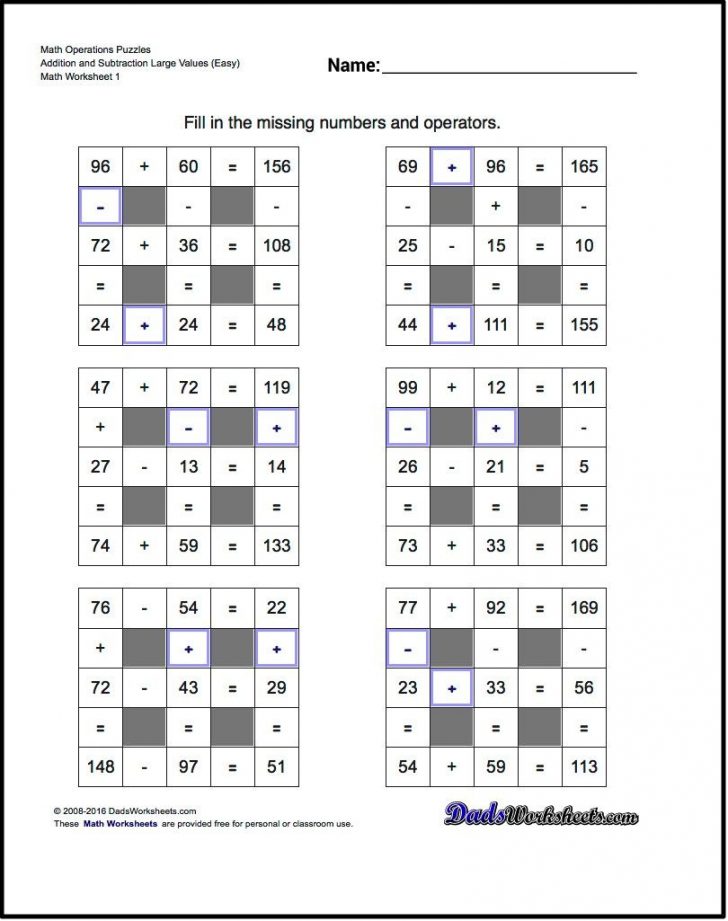Printable Math Puzzle Worksheets