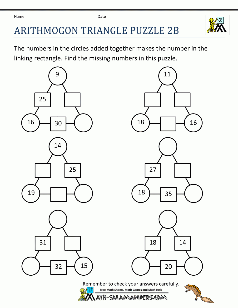 Math Puzzles 2Nd Grade - Printable Deduction Puzzle