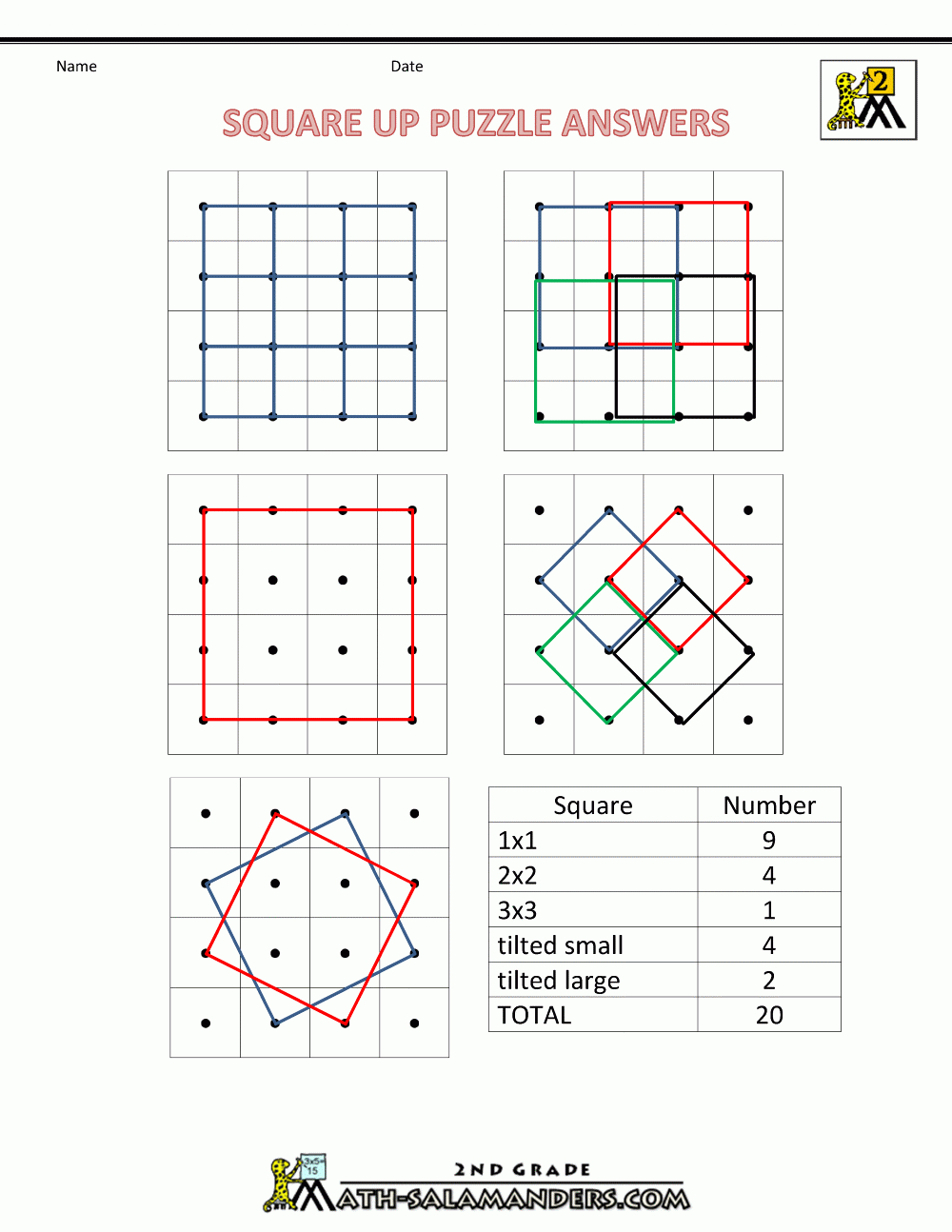 Math Puzzles For Kids - Shape Puzzles - Printable Square Puzzle