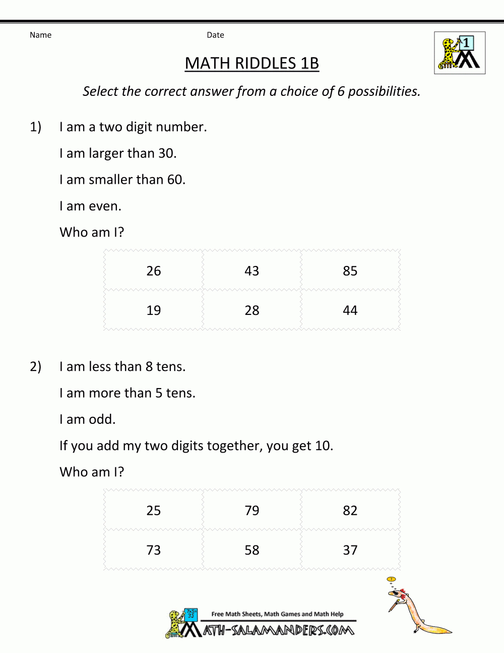Math Riddles - Printable Riddle Puzzles
