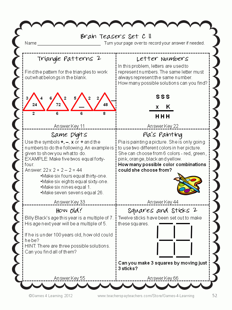 Printable Matchstick Puzzles | Printable Crossword Puzzles