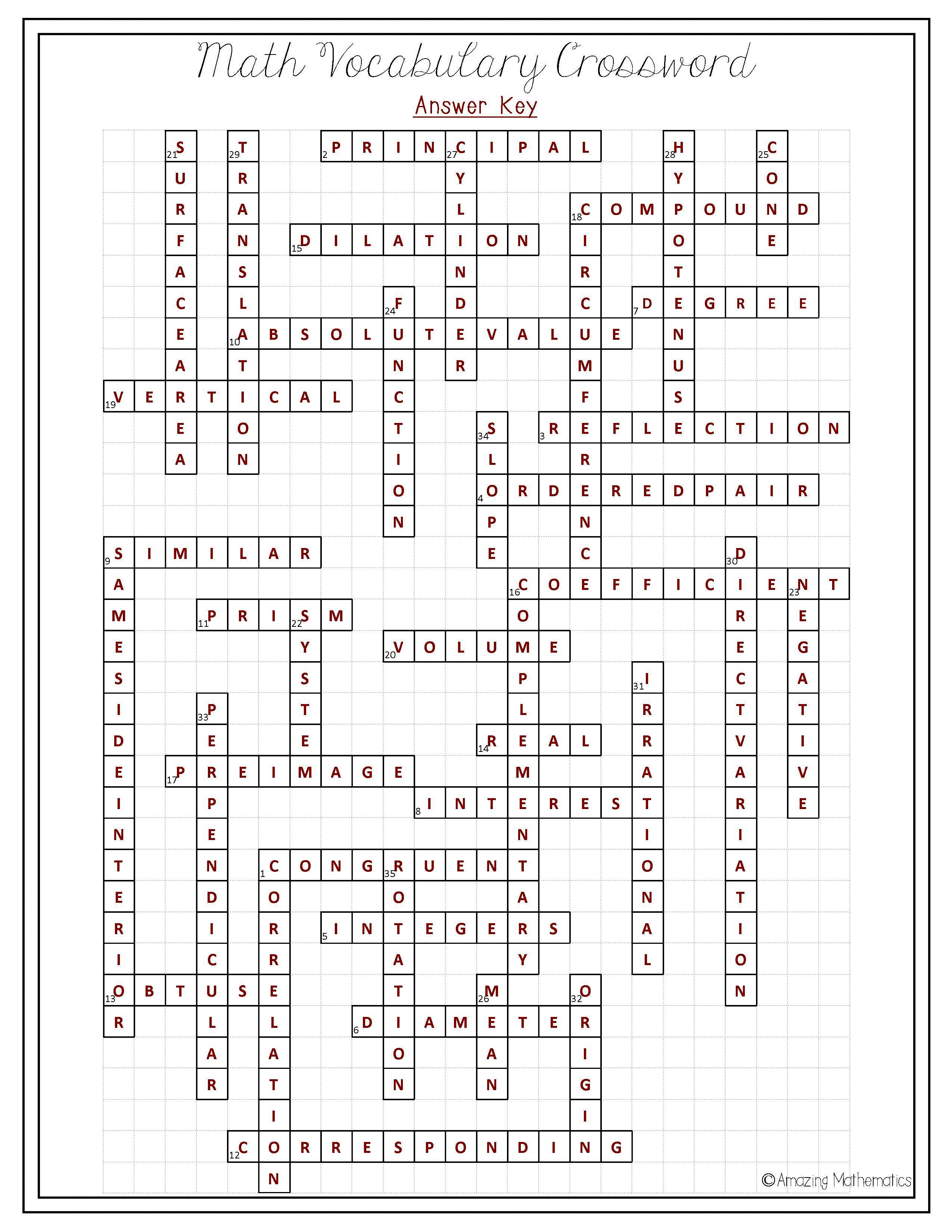 Math Worksheet: Math Puzzle Worksheets. Pre Algebra 1 Worksheets 7 - Algebra 1 Crossword Puzzles Printable