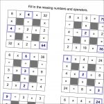 Math Worksheets: Multiplication And Division Grid Puzzle Worksheets   Printable Cross Number Puzzle