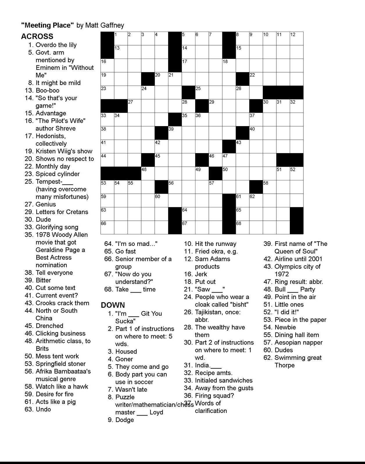 La Times Free Printable Crosswords Printable World Holiday