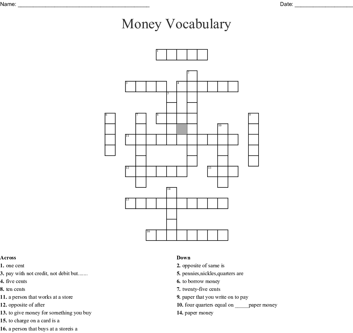 Money Word Search Puzzles Printable