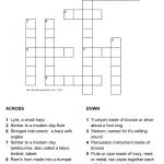 Musical Instruments In The Bible Crossword With Answer Sheet   Bible Crossword Puzzles Printable