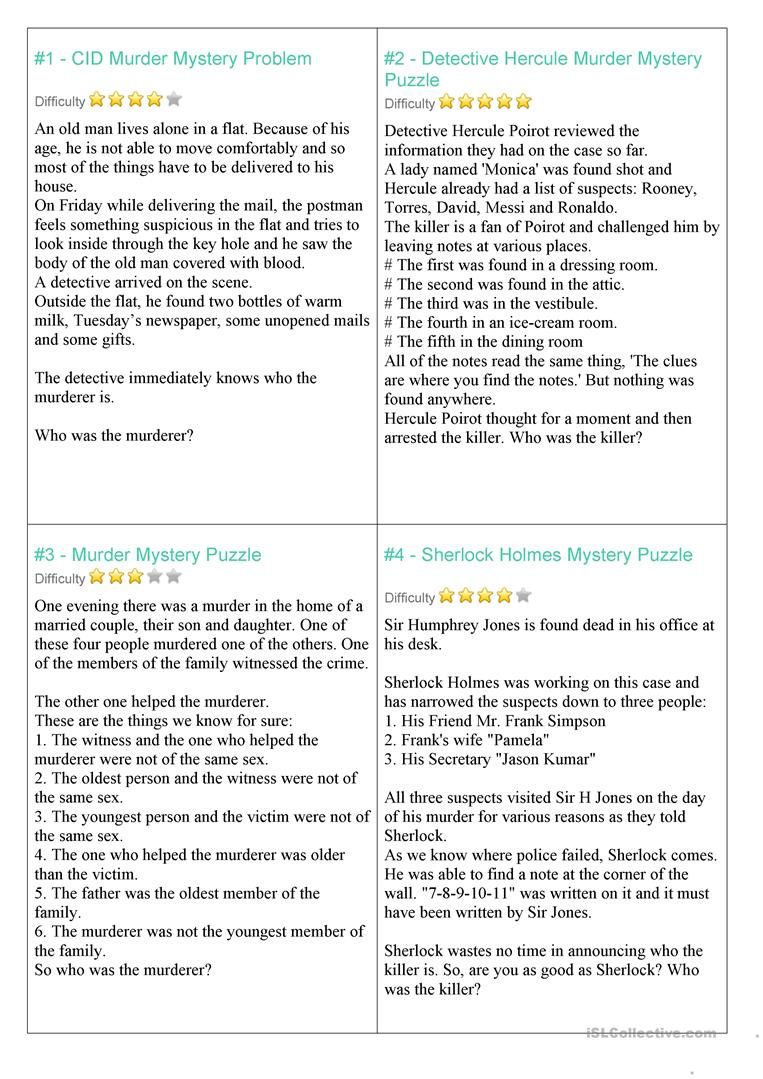 Mystery Riddles Game Worksheet - Free Esl Printable Worksheets Made - Printable Mystery Puzzles