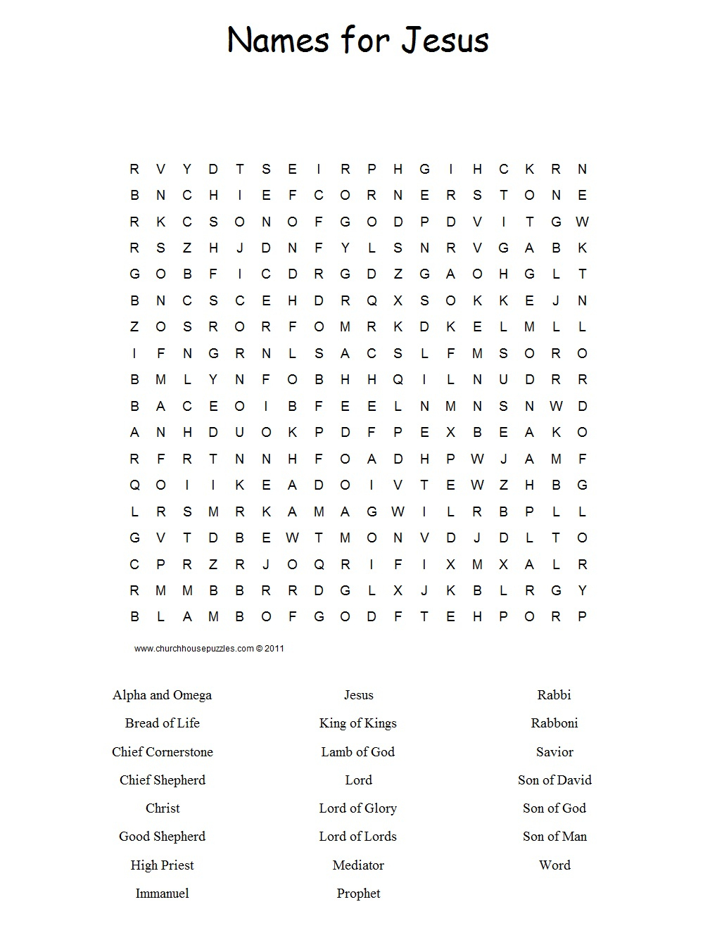 Names For Jesus Word Search Puzzle - Printable Jesus Puzzle