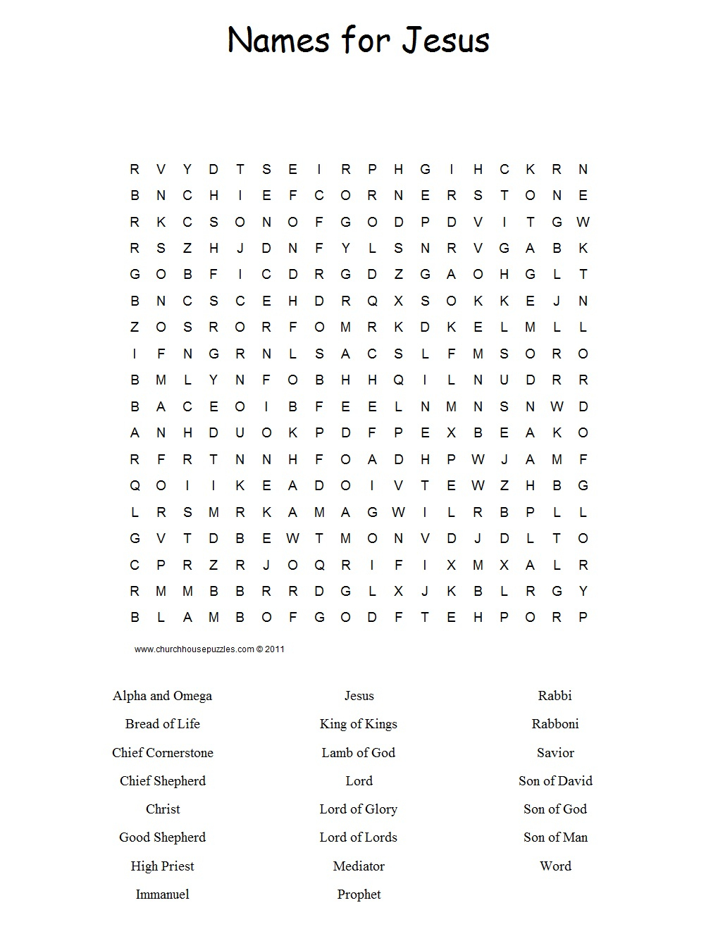 Names For Jesus Word Search Puzzle - Printable Jesus Puzzle | Printable